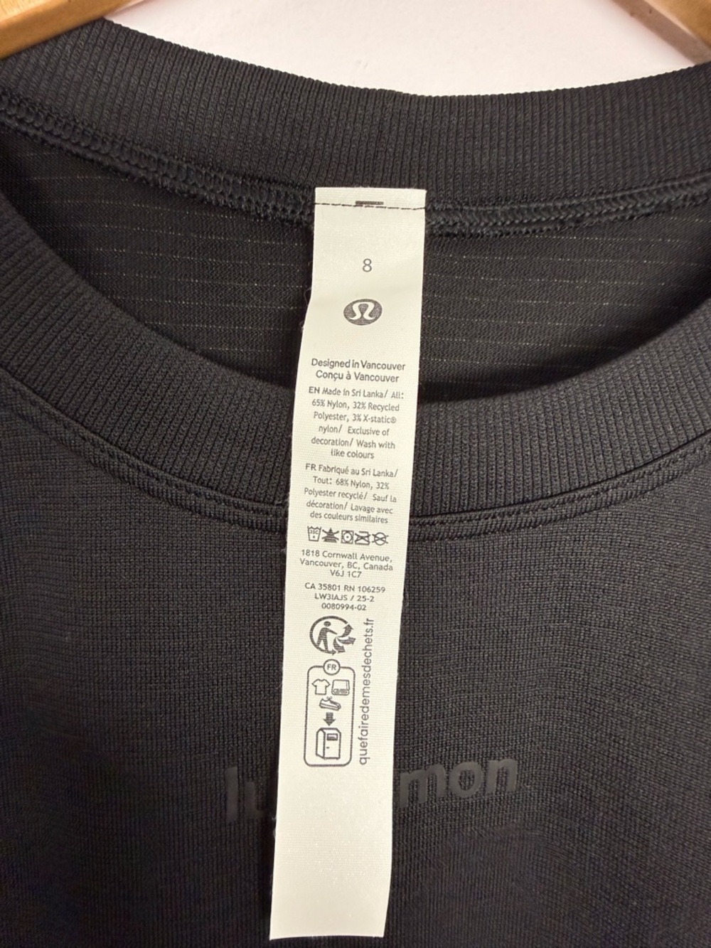 36: Lululemon Swiftly High-Low Cropped Short-Sleeve Shirt Black Size 8 - Picture 2 of 3